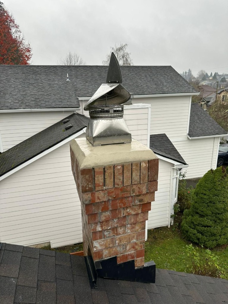 After: completed chimney crown rebuild in Portland, Oregon